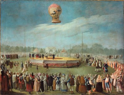 Ascenso de un globo en presencia del rey Carlos IV y de su Corte de Antonio Carnicero