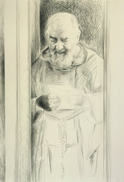 Padre Pio leyendo, 1988-89 de Antonio Ciccone
