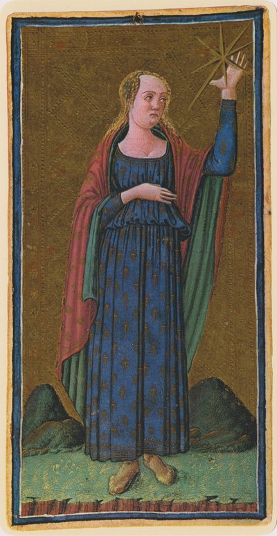 La estrella, facsímil de una carta del tarot del mazo 