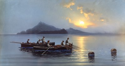 Pescadores en la costa de Capri (óleo sobre lienzo) de Antonio Coppola