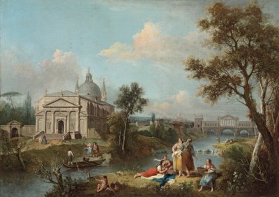Paisaje fluvial a la italiana (óleo sobre lienzo) de Antonio & F. Zuccarelli (1702 88) Visentini