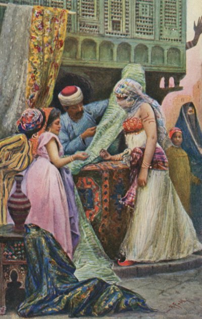 Mujeres del Medio Oriente comprando tela de Antonio Fabbi