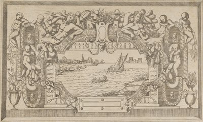 Paisaje con marco ornamental de Antonio Fantuzzi