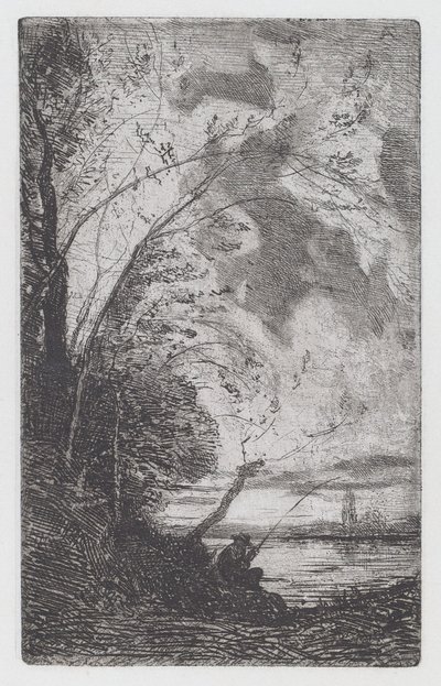 Pescador en la Orilla del Lago de Antonio Fontanesi