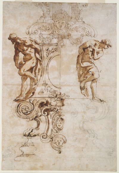 Diseño para la base del crucifijo de plata para el altar mayor de San Pedro, Roma de Antonio Gentile