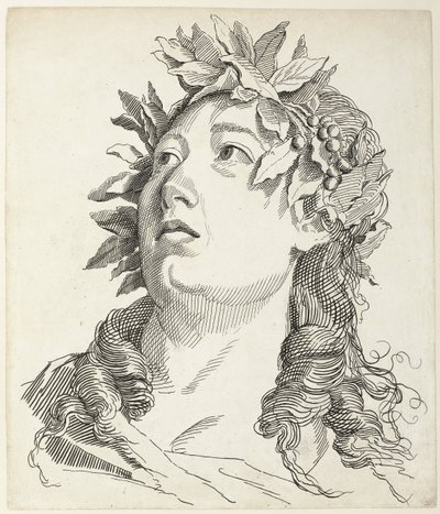 Cabeza de mujer con corona de laurel Cuatro cabezas (título de la serie) de Antonio Giuseppe Barbazza