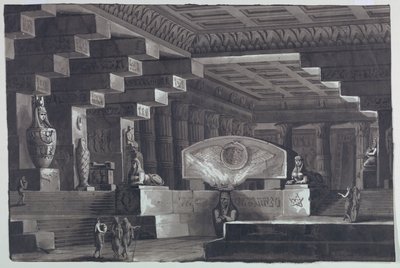 Diseño de escenario, Interior de templo egipcio de Antonio Giuseppe Basoli