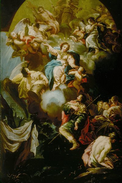 La visión de Santiago de la Virgen del Pilar, 1750-55 de Antonio González Velásquez