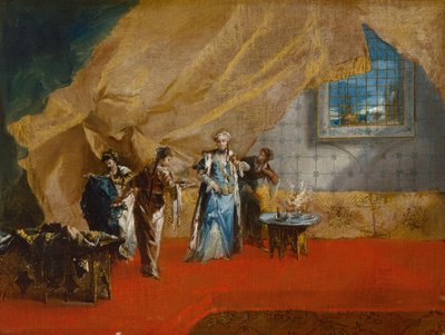 Interior: Una sultana tomando café en el harén, 1742-1743 de Antonio Guardi