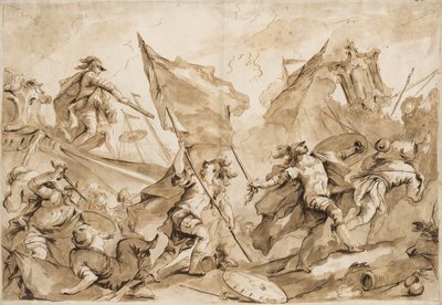 Jacopo Marcello dirigiendo el asalto de Gallipoli de Antonio Guardi