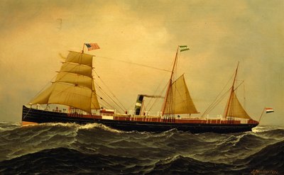 Vapor Schiedam en mar agitado de Antonio Jacobsen