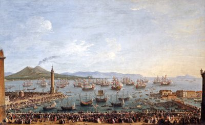 Salida de Carlos III Rey de España y Nápoles de Nápoles 1759. de Antonio Joli