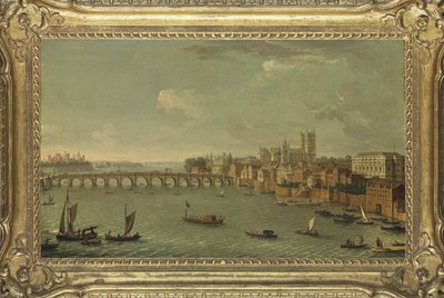 Cuatro vistas de Londres: El Támesis mirando hacia Westminster, c.1700-77 (óleo sobre lienzo) de Antonio Joli