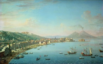 Nápoles desde la bahía, con el Monte Vesubio al fondo de Antonio Joli