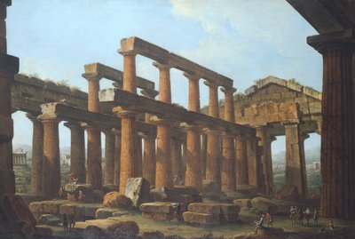 Templo de Poseidón en Paestum por Antonio Joli (1700-1777) de Antonio Joli