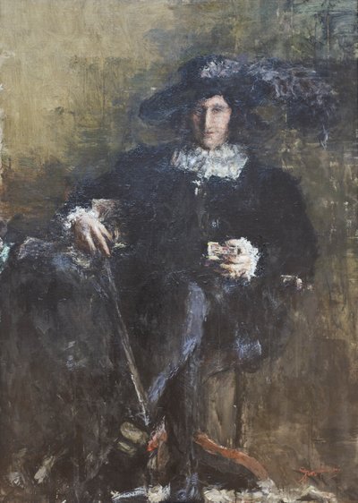 Mosquetero sentado, c.1920 (óleo sobre lienzo) de Antonio Mancini