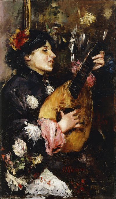 Mujer con mandolina de Antonio Mancini