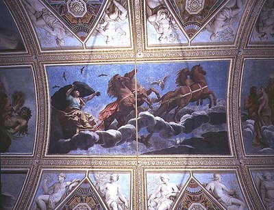 La Personificación de la Noche cruzando el cielo en un carro, pintura de techo de Antonio Maria Viani