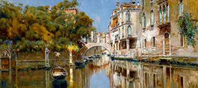 Canal en Venecia bajo el Sol de Antonio Maria de Reyna Manescau