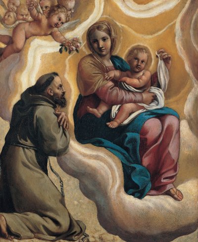 Madonna con el niño y San Francisco, 1605 de Antonio Marziale Carracci