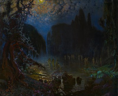 Baño de las Ninfas - Muñoz Degrain, Antonio (1840-1924) - c. 1915 - Óleo sobre lienzo - 76,5x93,5 - Museo Carmen Thyssen, Málaga de Antonio Munoz Degrain