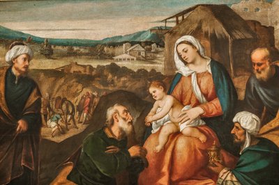 Adoración de los Reyes Magos, detalle de 2384624 (óleo sobre lienzo) de Antonio Palma