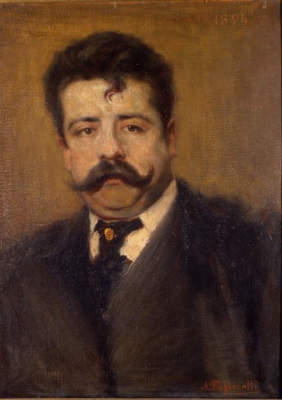 Retrato de Ruggero Leoncavallo. Compositor italiano (1858 - 1919) Pintura de Antonio Pasinetti (1863-1940). de 1894. Museo della Scala en Milán. de Antonio Pasinetti