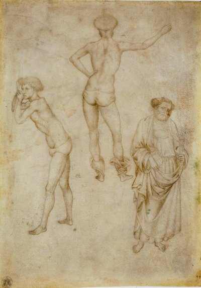 Estudios de dos figuras masculinas y San Pedro. Dibujo de Antonio Pisanello de Antonio Pisanello