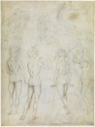 Cuatro Estudios de un Desnudo Femenino, una Anunciación y Dos Estudios de una Mujer Nadando, c.1425 de Antonio Pisanello