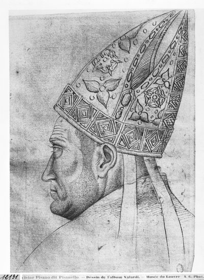 Cabeza de un obispo, del Álbum Vallardi de Antonio Pisanello