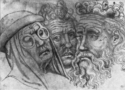 Cabezas de tres hombres, del Álbum Vallardi de Antonio Pisanello