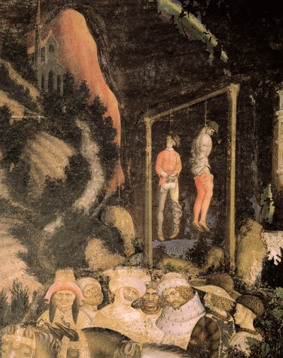 Los ahorcados, detalle de San Jorge y la Princesa de Antonio Pisanello