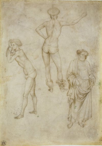 Dos estudios de figuras masculinas y San Pedro, 1430-1435 de Antonio Pisanello