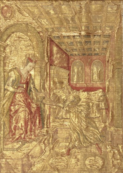 Salomé presentando la cabeza de San Juan Bautista a Herodías, tapiz que representa escenas de la vida del santo de Antonio Pollaiuolo