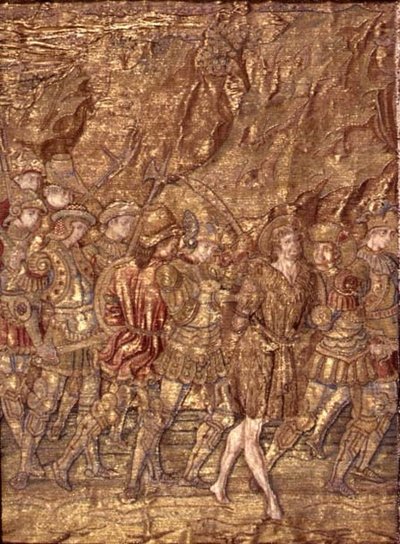San Juan Bautista llevado a la prisión, tapiz que representa escenas de la vida del santo de Antonio Pollaiuolo