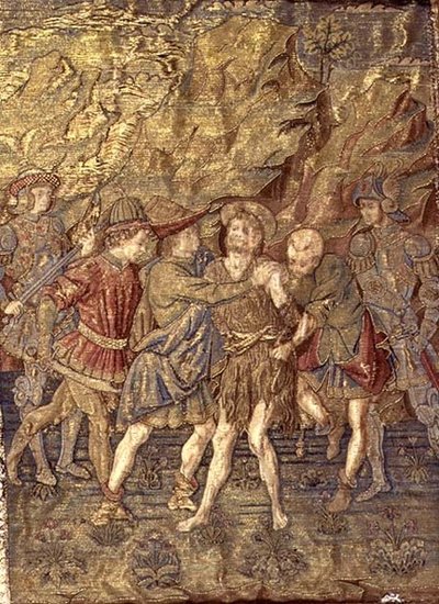 El arresto de San Juan Bautista, tapiz que representa escenas de la vida del santo de Antonio Pollaiuolo
