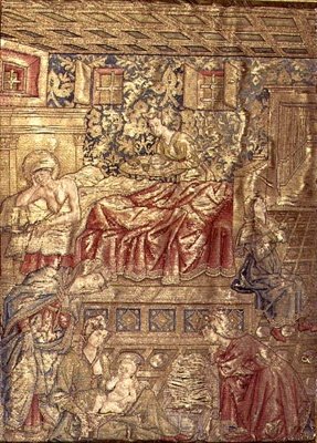 El nacimiento de San Juan Bautista, tapiz que representa escenas de la vida del santo de Antonio Pollaiuolo