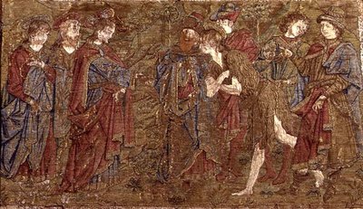 El encuentro entre San Juan Bautista y Cristo, tapiz que representa escenas de la vida del santo de Antonio Pollaiuolo