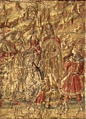 El Encuentro Entre San Juan Bautista y los Recaudadores de Impuestos, tapiz que representa la vida del santo (textil) de Antonio Pollaiuolo