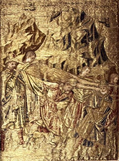 El Transporte del Cuerpo de San Juan Bautista, tapiz que representa escenas de la vida del santo (textil) de Antonio Pollaiuolo