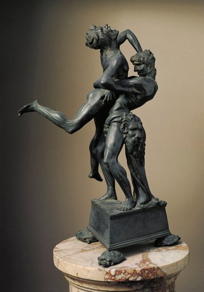 Los doce trabajos de Hércules: "Heracles (Hércules) levanta al gigante Anteo". Escultura en bronce por Antonio Benci llamado Le Pollaiolo (Pollaiuolo) (1431-1498) de Antonio Pollaiuolo