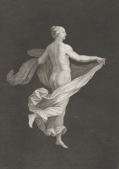 Una bacante parcialmente desnuda vista desde atrás, mirando a la derecha y sosteniendo un óvalo, ca. 1795-ca. 1820 de Antonio Ricciani