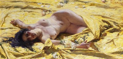 Desnudo sobre sábanas amarillas de Antonio Rizzi