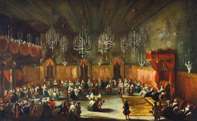 Baile en honor de Anna Maria Luisa de Medici, Electora del Palatinado, ca. 1718-1719 de Antonio Stom
