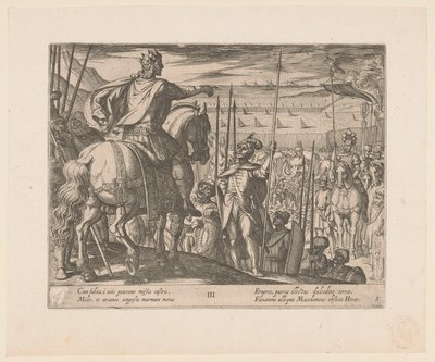 Alejandro Magno instruye a los soldados macedonios Las hazañas de Alejandro Magno (título de la serie) Alexandri magni praecipvae res gestae (título de la serie) de Antonio Tempesta