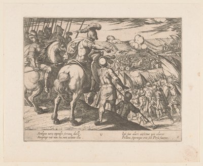 Alejandro Magno lidera una pelea Las hazañas de Alejandro Magno (título de la serie) Alexandri magni praecipvae res gestae (título de la serie) de Antonio Tempesta