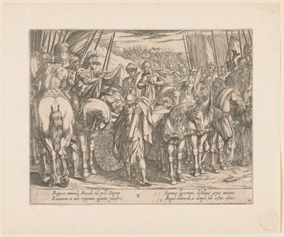 Alejandro Magno encuentra el cuerpo de Darío Las hazañas de Alejandro Magno (título de la serie) Alexandri magni praecipvae res gestae (título de la serie) de Antonio Tempesta