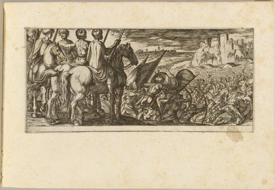 Escena de batalla con caballería observando desde una colina de Antonio Tempesta