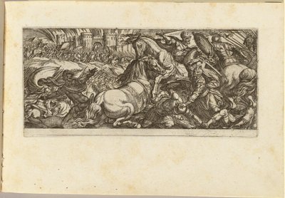 Escena de batalla con dos caballos atacándose de Antonio Tempesta