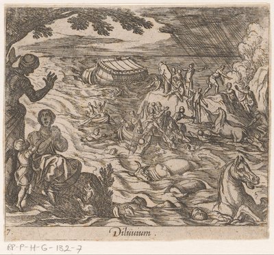 De Zondvloed Deluvium (título sobre el objeto) Metamorphoseon sive transformum (título de la serie) Metamorfosen van Ovidius (título de la serie) de Antonio Tempesta